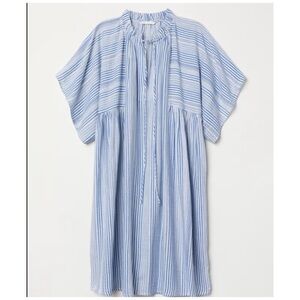 h and m blue striped dress H&M Dress Womens Medium Blue Striped Mini Summer TShirt Casual Short Cap Sleeve